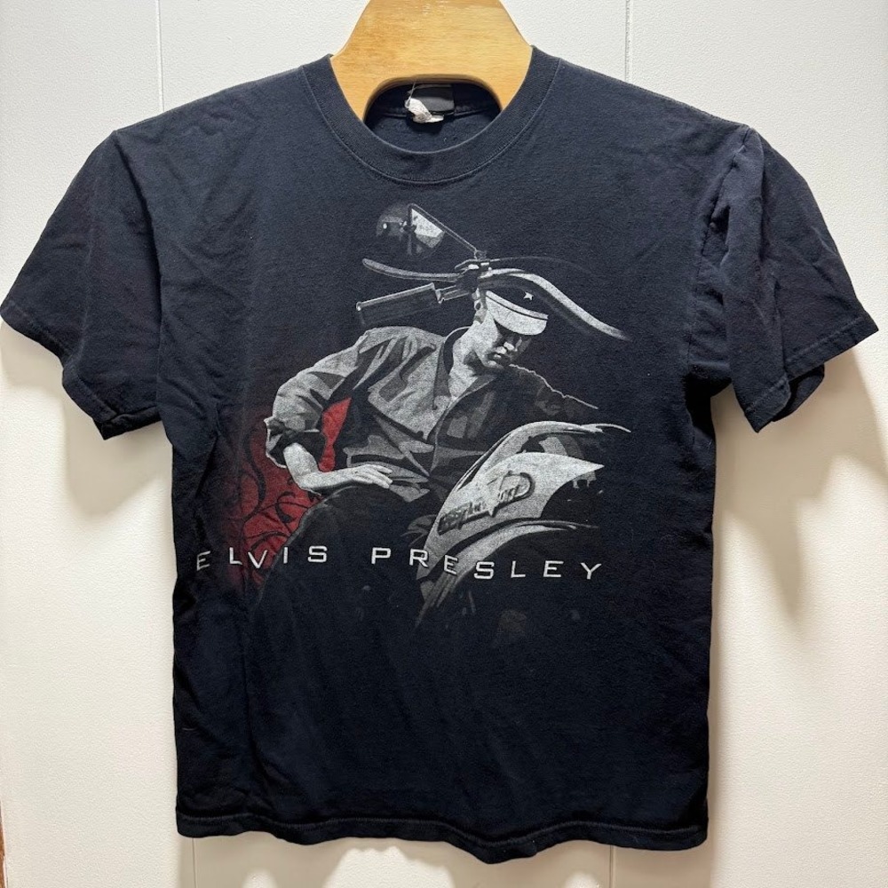Liquid Blue Elvis Presley Graphic T-Shirt Mens Large Black Motorcycle Cotton